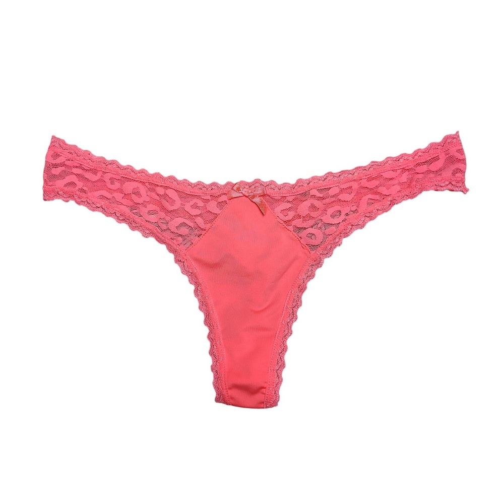 Neon Pink Leopard Lace Thong‎ L Womens Panties